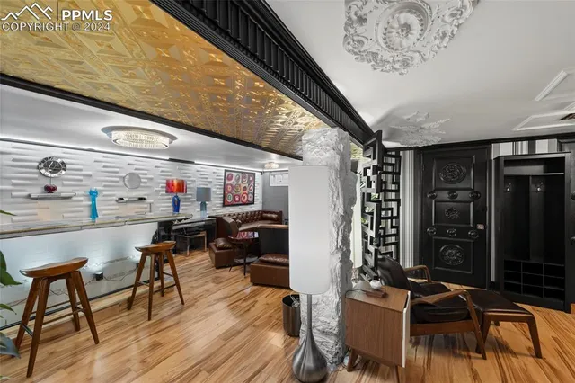 a living room with furniture