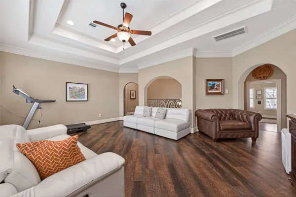 a living room with furniture