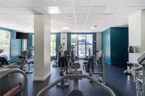 a view of a room with gym equipment