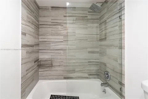 a bathroom with a bathtub