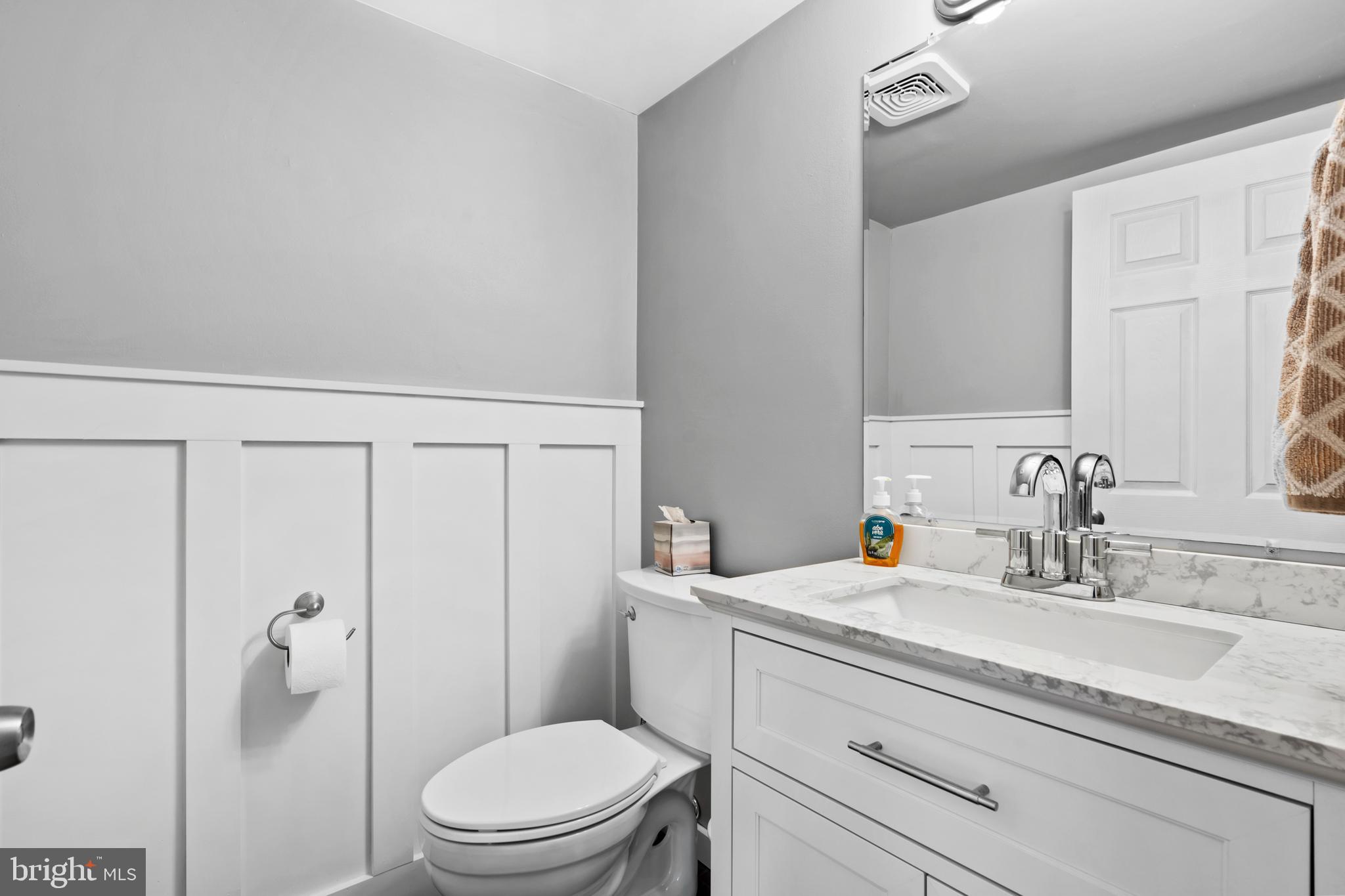 110 Rutledge Court North Wales, PA 19454 - Photo 9 of 35 a bathroom with a granite countertop sink mirror vanity and toilet