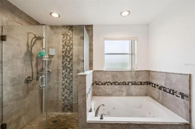 a bathroom with a bathtub