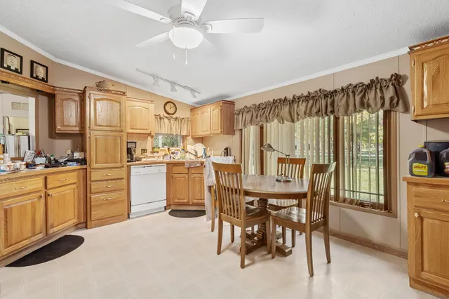a kitchen with cabinets appliances and a window