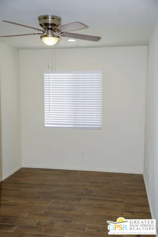 a view of a room with a window