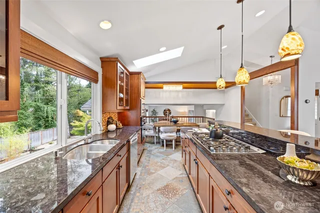 a kitchen with lots of counter top space
