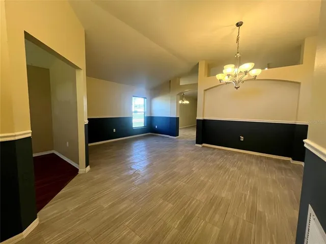 a view of a livingroom with a chandelier