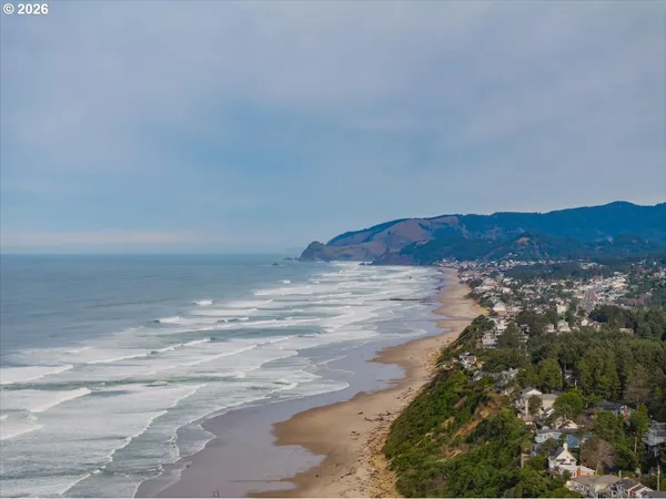 a view of ocean and mountain