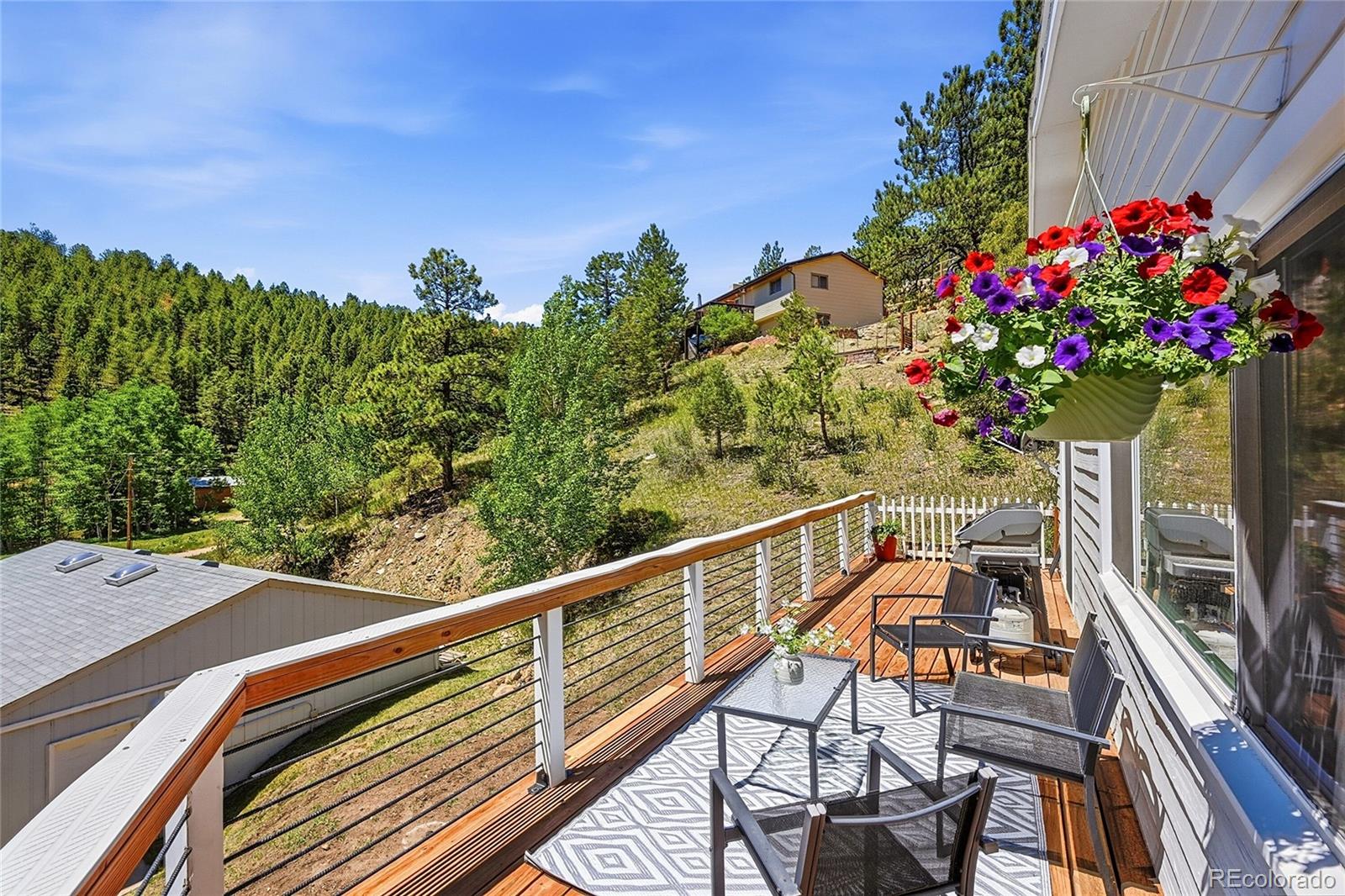 427 Brookside Drive Bailey, CO 80421 - Photo 19 of 37 a view of a balcony with flower plants