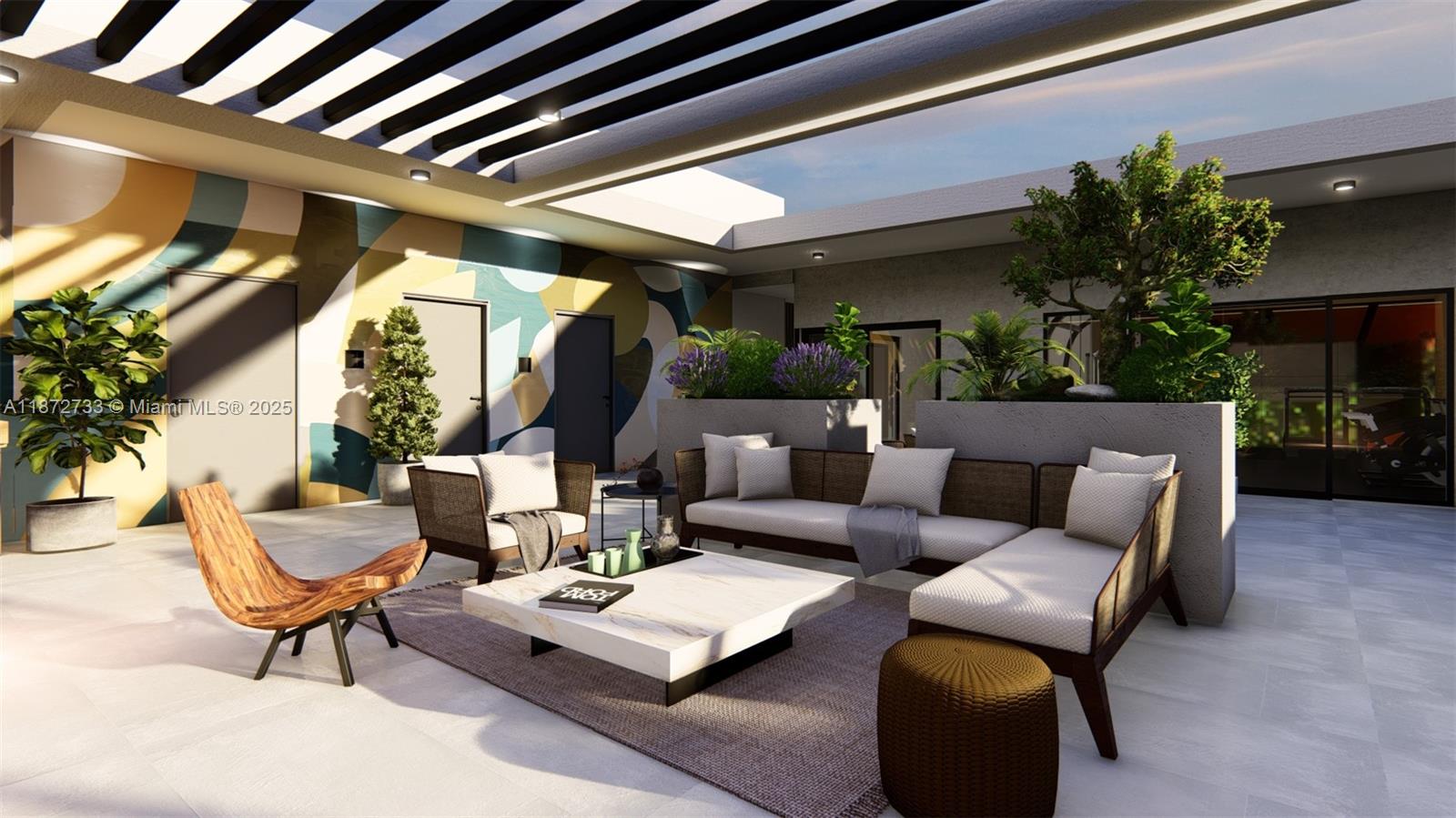 591 Northwest 34th Street Miami, FL 33127 - Photo 14 of 14 a outdoor living space with furniture and a fireplace