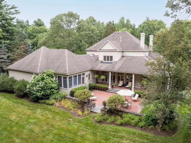 an aerial view of a house