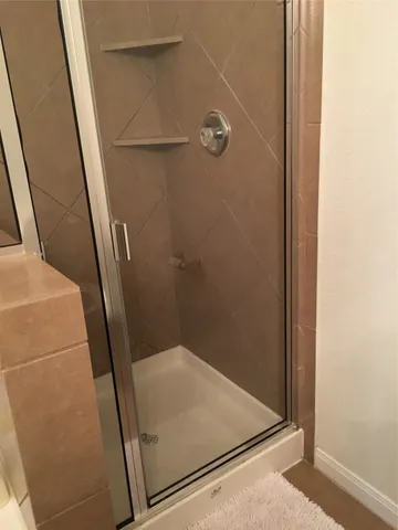 a bathroom with a shower