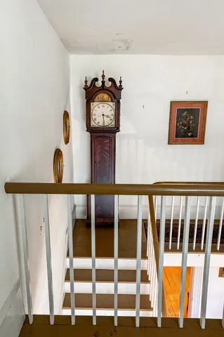 a view of a balcony with front door