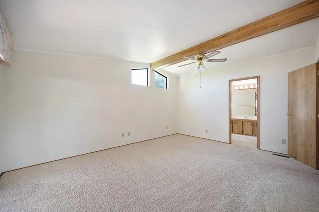 a view of a big room with closet and windows