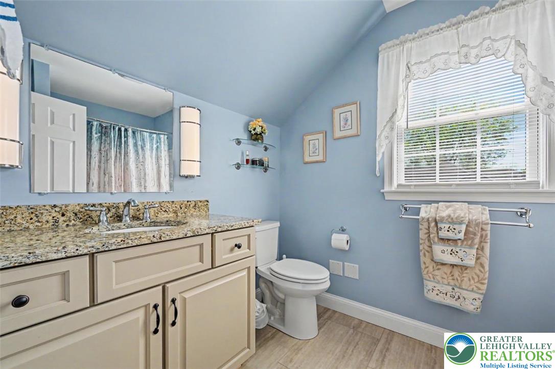 112 Michaels Run Road Stroudsburg, PA 18360 - Photo 45 of 69 The 2nd Floor Full Bath has tiled floors, a vaulted ceiling and 1 window.