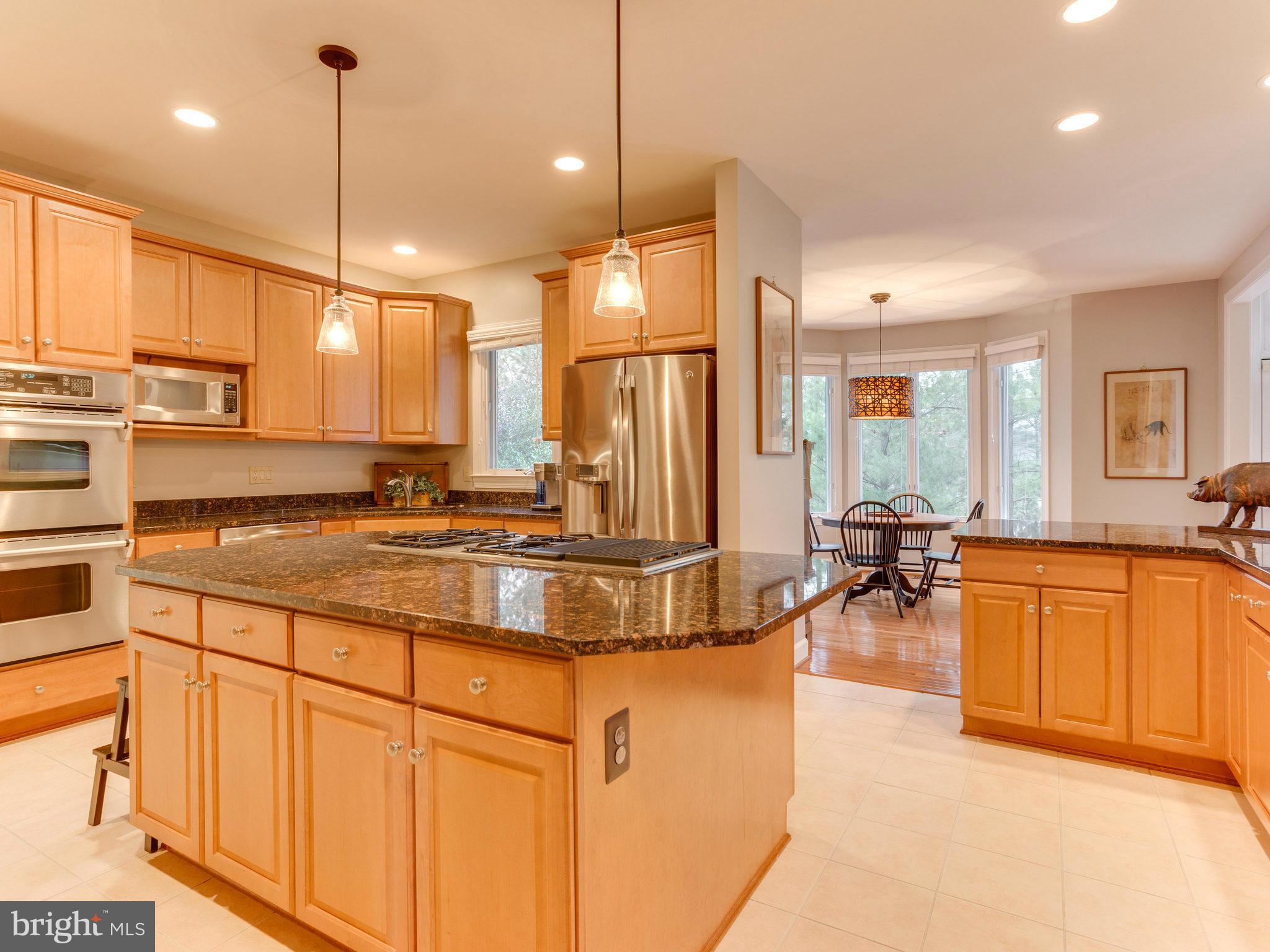 11107 Chessington Place Reston, VA 20194 - Photo 8 of 30 a kitchen with stainless steel appliances granite countertop a stove a sink dishwasher and a refrigerator with wooden floor
