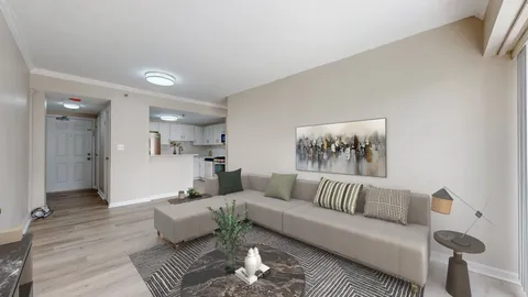 a living room with furniture and a rug