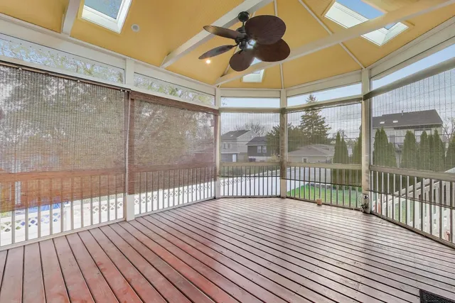 a view of workspace with wooden floor