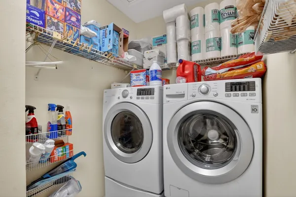 a view of a porch with wooden floor
