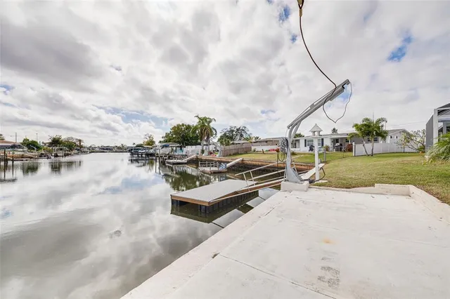 a view of a lake with boats