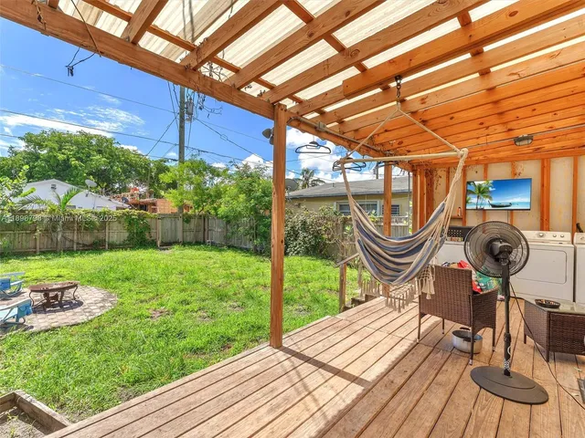 a backyard of a house with seating space
