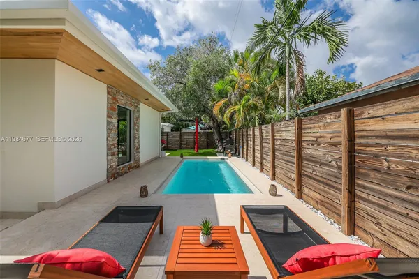 a outdoor space with patio furniture
