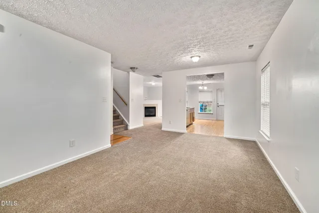 a view of a livingroom with a fireplace