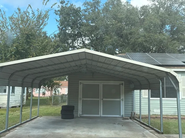 a view of a yard with trees