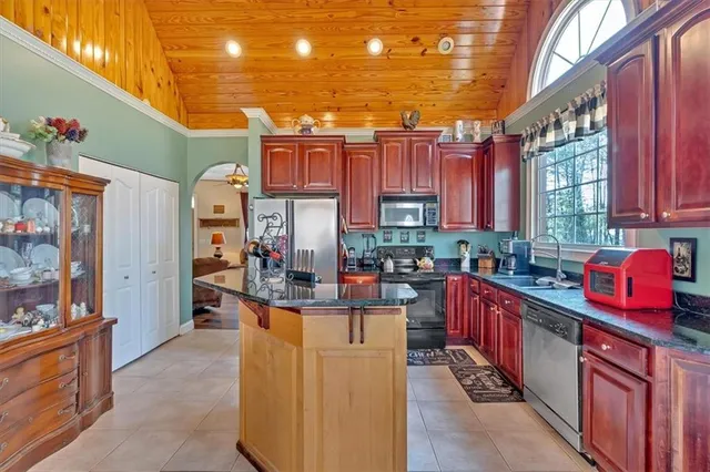 a kitchen with lots of counter top space
