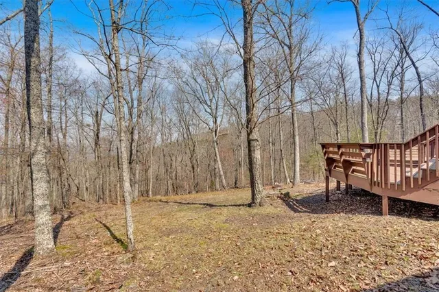 a backyard of a house with lots of green space