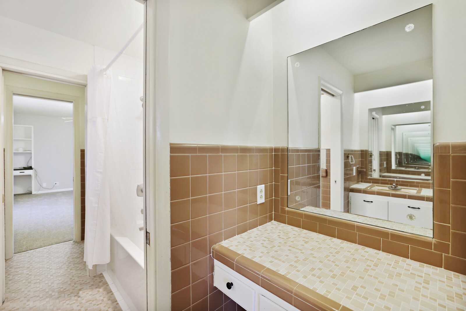 676 Ferguson Hill Road Lafayette, TN 37083 - Photo 37 of 89 a bathroom with a granite countertop sink and a mirror