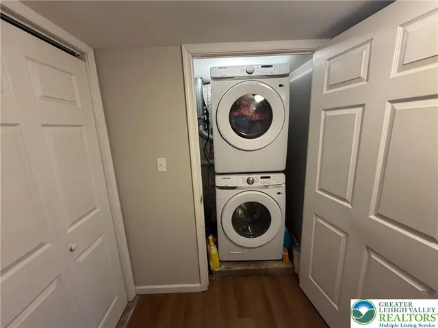 a utility room with dryer and washer