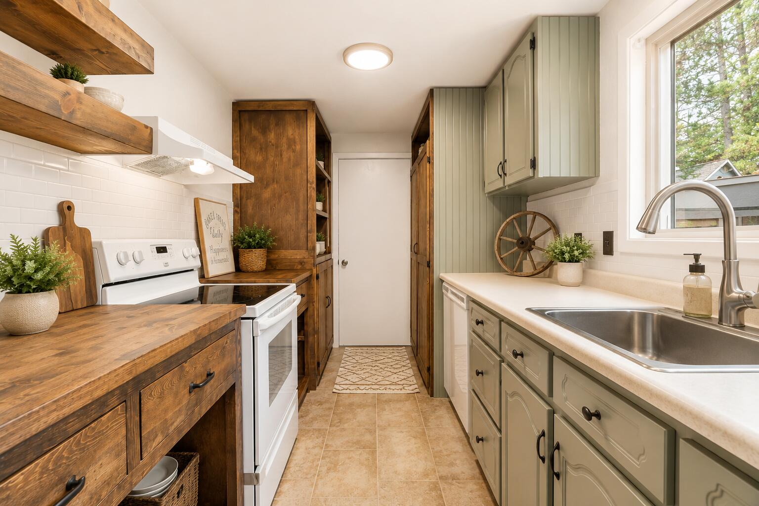 56244 Black Duck Road Bend, OR 97707 - Photo 3 of 24 a kitchen with stainless steel appliances granite countertop a sink a stove and a wooden floors