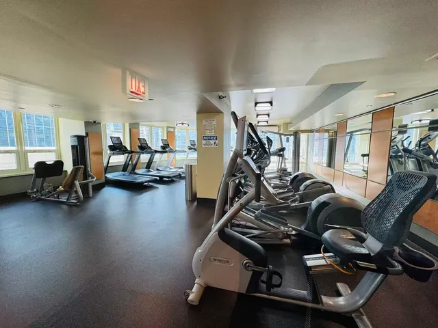 a view of a room with gym equipment