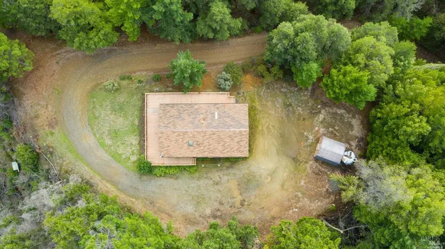 an aerial view of a house