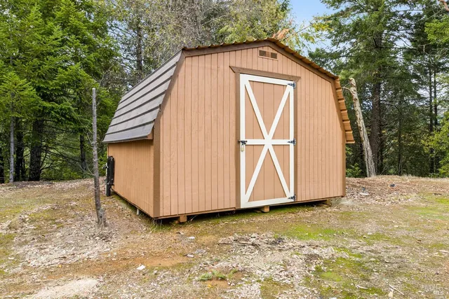 a view of backyard of house