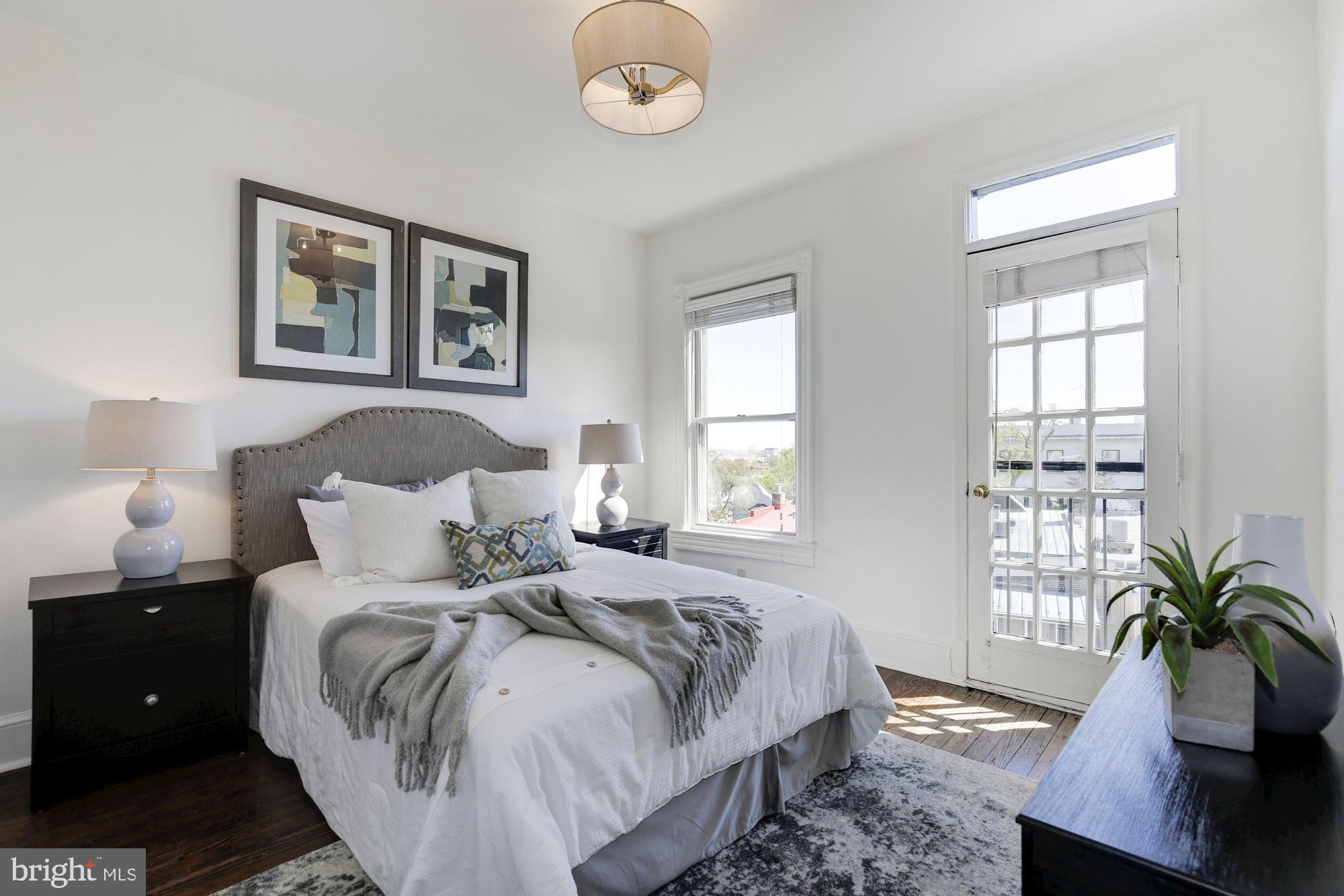 3016 R Street Northwest, Unit 3 Washington, DC 20007 - Photo 7 of 12 Master Bedroom w/Juliet balcony