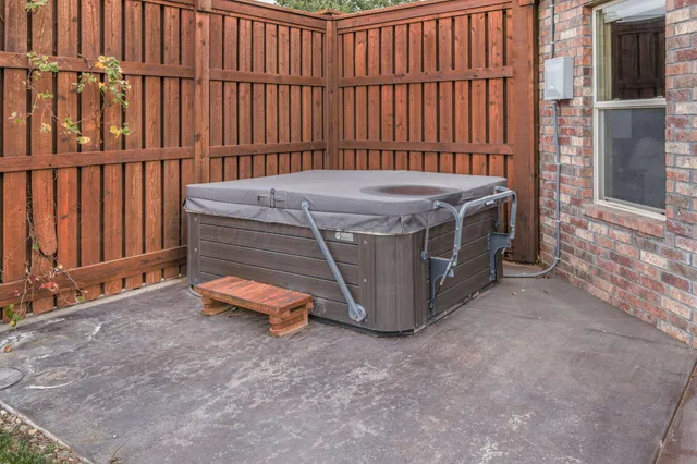 a view of a park with large trees