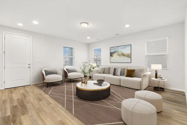 a living room with furniture