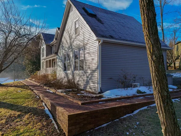 a view of a yard with an outdoor space