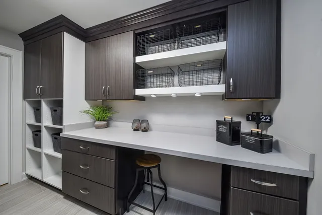 a view of a patio with table and chairs potted plants with wooden floor