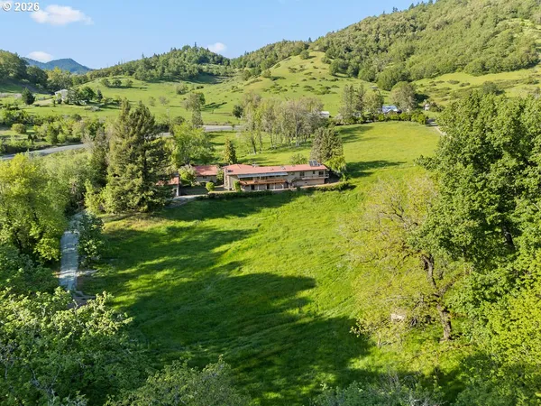 a view of a lake with a houses