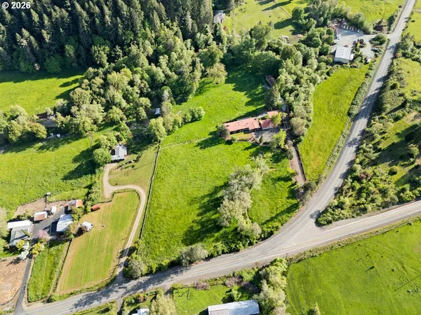 a view of a lush green hillside and houses
