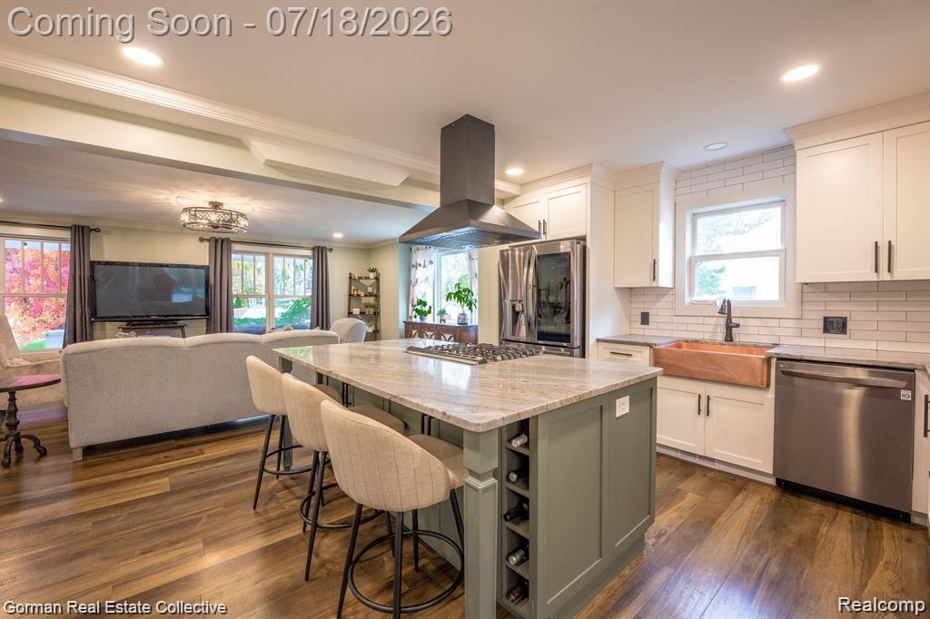 283 Phillips Avenue Clawson, MI 48017 - Photo 8 of 26 Custom kitchen- Omega cabinetry, gun metal stainless steel LG suite of appliances, copper sink, gorgeous granite, subway tile