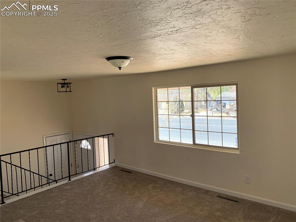 1057 Peterson Road Colorado Springs, CO 80915 - Photo 5 of 32 Unfurnished room with carpet and a textured ceiling
