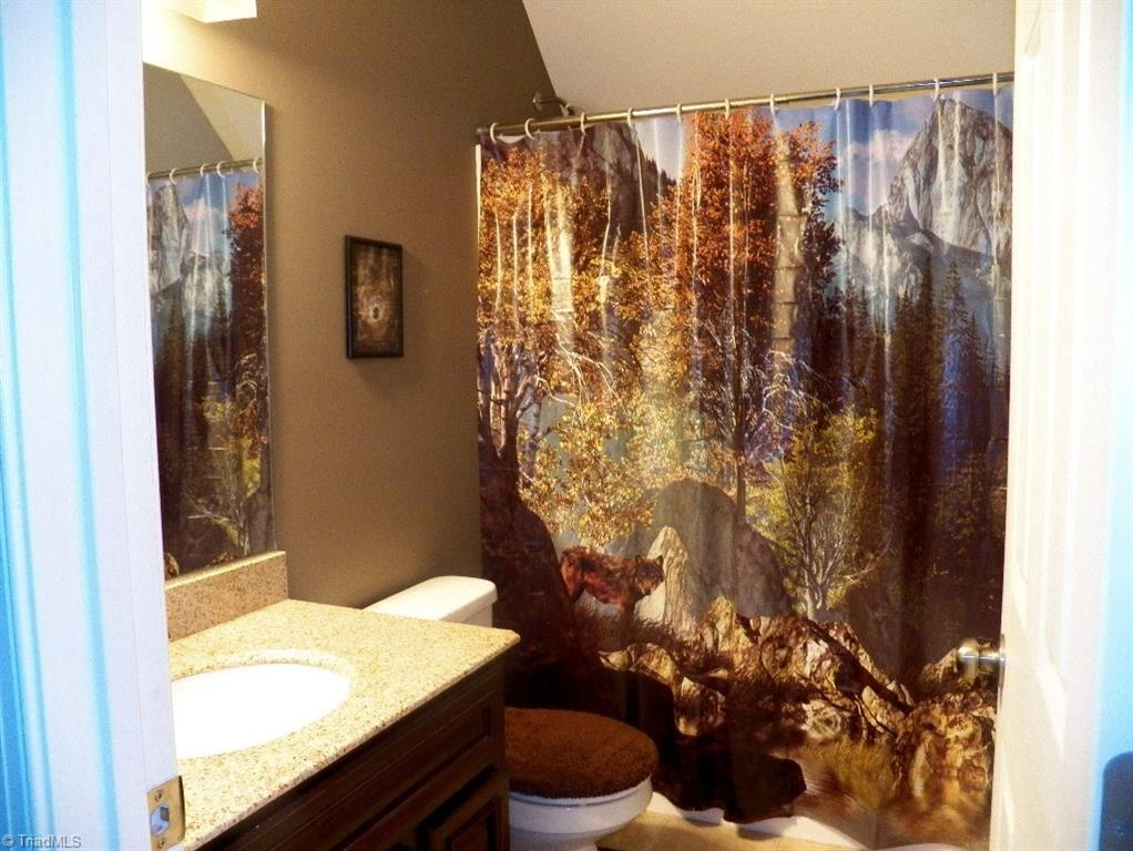 859 Riverview Rd Extension Lexington, NC 27292 - Photo 22 of 26 Access to this bedroom is directly from the 2nd bedroom. Brown and blue/grey tones. Currently owners daughter loves wolves so that theme is shown here and in the bedroom.