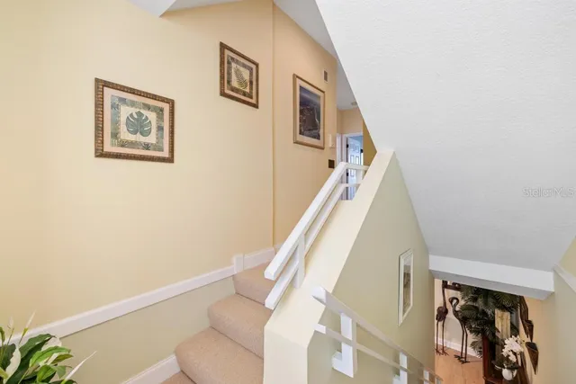 a view of a room with a large window