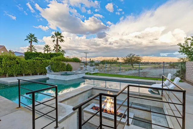 an outdoor view of the garden and patio