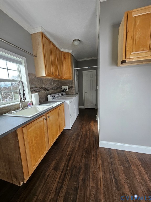 5195 Lennie Road McKenney, VA 23872 - Photo 8 of 45 a kitchen with stainless steel appliances wooden floors wooden cabinets and sink