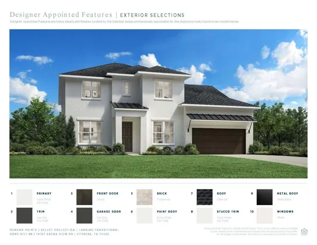 a view of a white house with a big yard and potted plants