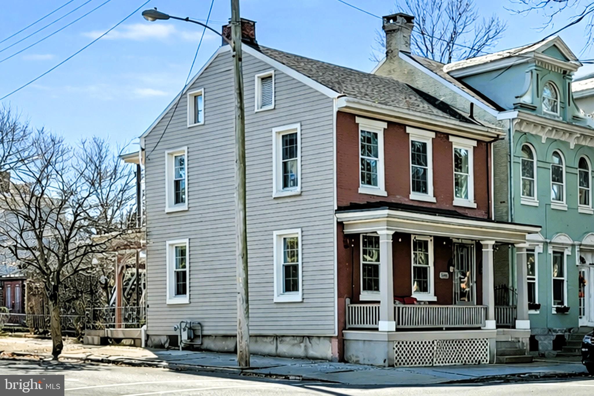 a front view of a building with street